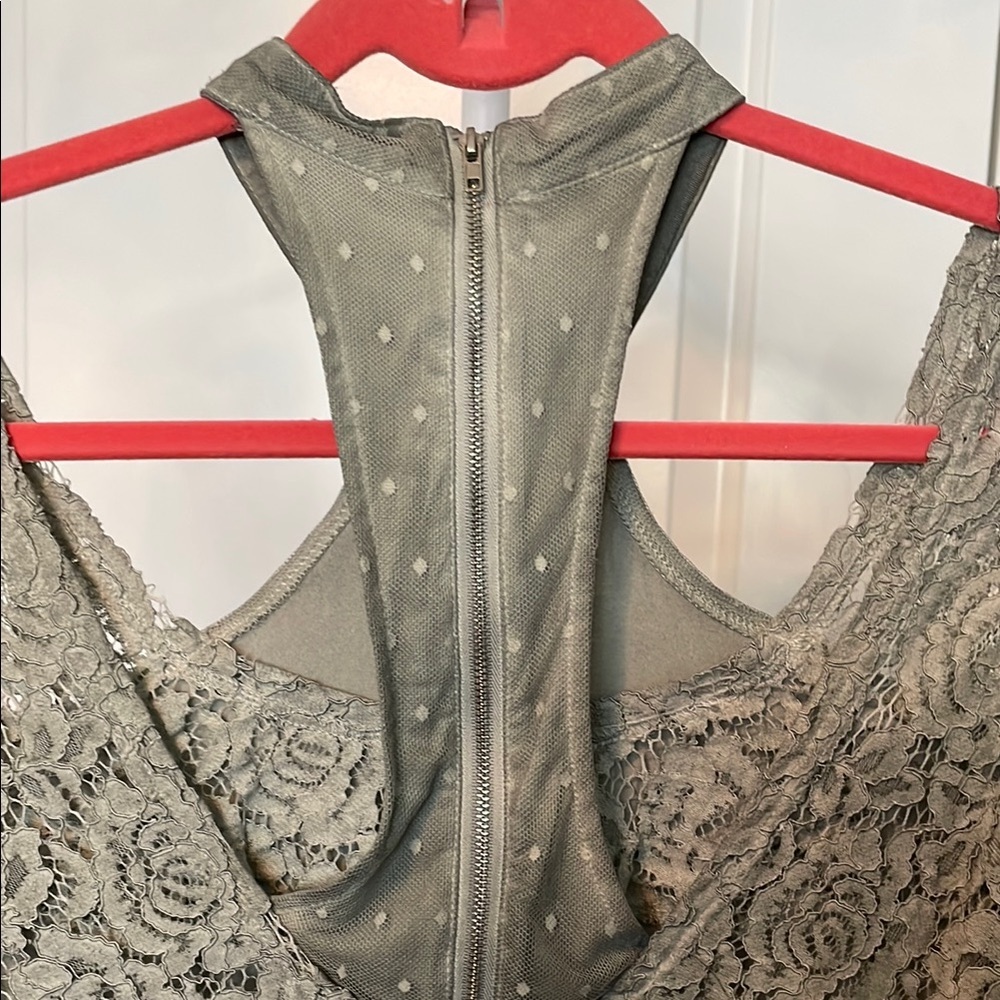 POL Grey Halter Peplum Tank Top with Lace Back and Cutouts NWOT - Picture 6 of 7